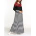 Casual Slim Women O-Neck Plaid Stripe Patchwork Maxi Dress