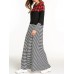 Casual Slim Women O-Neck Plaid Stripe Patchwork Maxi Dress