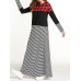 Casual Slim Women O-Neck Plaid Stripe Patchwork Maxi Dress