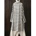 Women Long Sleeve Stripe Buttons Down Loose Cotton Blouse