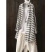 Women Long Sleeve Stripe Buttons Down Loose Cotton Blouse