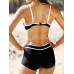 Plus Size S-5XL Sports Bathing Suit Deep V Wire Free Padded Bikini Set