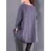 S-5XL Retro Women Plaid Long Sleeve Vintage Blouse