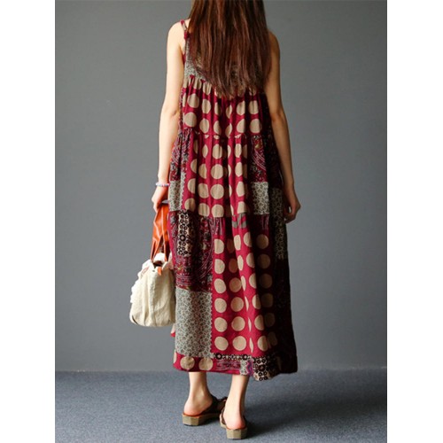 Bohemian Spaghetti Strap Floral Retro Loose Maxi Dress