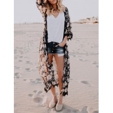 Casual Women Printed Tassel Batwing Sleeve Cardigans