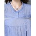 Casual Women Loose Cotton O-Neck Half Sleeve Button Blouse