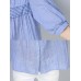 Casual Women Loose Cotton O-Neck Half Sleeve Button Blouse