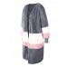 S-5XL Women Loose Contrast Color Patchwork Lantern Sleeve Sides Pockets Cardigans