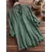 Vintage Women Buttons Long Adjustable Sleeve Linen Cotton Shirts