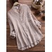 Vintage Women Buttons Long Adjustable Sleeve Linen Cotton Shirts