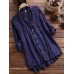 Vintage Women Buttons Long Adjustable Sleeve Linen Cotton Shirts