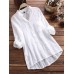 Vintage Women Buttons Long Adjustable Sleeve Linen Cotton Shirts