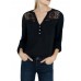 Women Casual Patchwork Hollow Chiffon Blouse