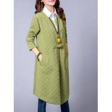 Ethnic Women Vintage Cotton Linen Plaid Cardigans