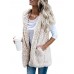 Women Pure Color Sleeveless Hooded Pockets Baggy Cardigans