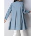 Casual Women Buttons Linen Cotton Solid Color Blouse