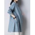 Casual Women Buttons Linen Cotton Solid Color Blouse