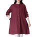 Casual Women Buttons Linen Cotton Solid Color Blouse