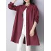 Casual Women Buttons Linen Cotton Solid Color Blouse