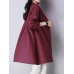 Casual Women Buttons Linen Cotton Solid Color Blouse