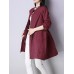 Casual Women Buttons Linen Cotton Solid Color Blouse