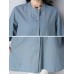 Casual Women Buttons Linen Cotton Solid Color Blouse