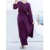 Elegant Women High Split Front Cross Irregular Hem Long Sleeve Dress with Belt