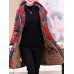 Women Floral Print Buttons Long Sleeve Hooded Coats