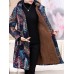 Women Floral Print Buttons Long Sleeve Hooded Coats