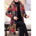 Women Floral Print Buttons Long Sleeve Hooded Coats