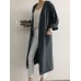 Retro Women Solid Color Casual Cotton Long Cardigans with Pockets