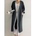 Retro Women Solid Color Casual Cotton Long Cardigans with Pockets