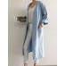 Retro Women Solid Color Casual Cotton Long Cardigans with Pockets