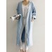 Retro Women Solid Color Casual Cotton Long Cardigans with Pockets