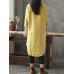 Casual Women Cotton Loose Solid Color Button Long Blouse