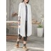 Casual Women Cotton Loose Solid Color Button Long Blouse