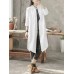 Casual Women Cotton Loose Solid Color Button Long Blouse