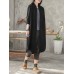 Casual Women Cotton Loose Solid Color Button Long Blouse