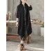 Casual Women Cotton Loose Solid Color Button Long Blouse