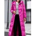 Casual Hooded Pure Color Long Sleeve Thick Women Long Coats