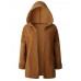 Patchwork Pure Color Fleece Long Sleeve Hooded Coats For Women