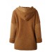 Patchwork Pure Color Fleece Long Sleeve Hooded Coats For Women