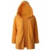 Patchwork Pure Color Fleece Long Sleeve Hooded Coats For Women