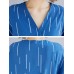 Women Casual Stripe V-neck Long Sleeve Irregular Blouse