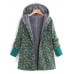 Floral Print Women Hooded Fleece Long Sleeve Autumn Winter Coats