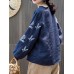 Vintage Embroidery O-neck Loose Linen Cotton Long Sleeve Blouse