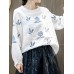 Vintage Embroidery O-neck Loose Linen Cotton Long Sleeve Blouse