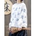 Vintage Embroidery O-neck Loose Linen Cotton Long Sleeve Blouse