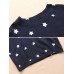 Women Long Sleeve Star Print Crew Neck Cotton Vintage Blouse