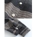 Casual Women Linen Loose Striped High Low Hem Button Long Sleeve Blouse